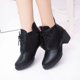 thumbnail image 2 of NECHOLOGY Botas Mujer Adulto Femenino Zapatos Botines mujer Zapatos de mujer Botines gruesos de tacón Botines con cordones para exteriores de moda retro (Black, 7.5), 2 of 5