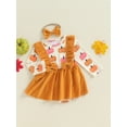 thumbnail image 3 of Musuos Baby Girls Halloween Romper Dress 0-18Months Flying Sleeve Crew Neck Pumpkin Print Jumpsuit with Headband Fall Cute Bodysuit, 3 of 9