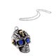 thumbnail image 2 of Collar Yashi con colgante de cadena de acero inoxidable 316L diseño de calavera gótica esqueleto de motociclista 24870, 2 of 4