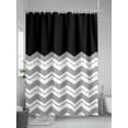 thumbnail image 5 of Shower Curtain Grey Waves Bathroom Curtains with Hooks, Waterproof Fabric Black Chevron Stripe Bath Shower Curtains Set for Bathroom Bathtubs Decor 36x72 Inch, 5 of 8
