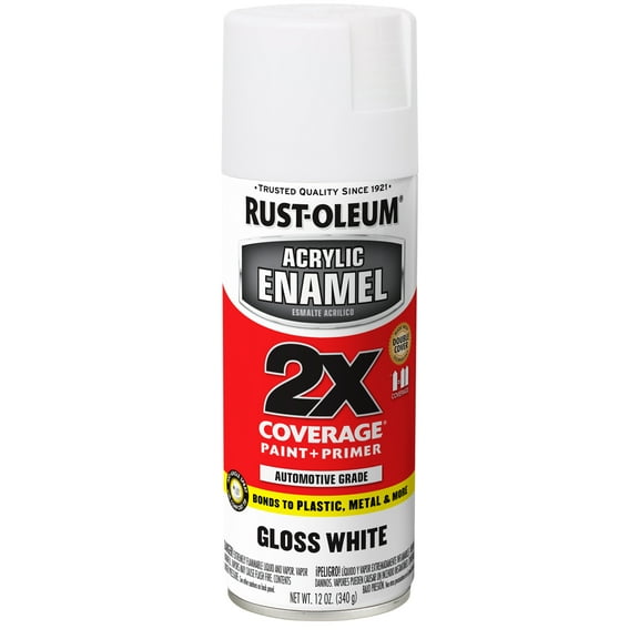 6 Pack, White, Rust-Oleum Automotive Gloss Acrylic Enamel 2X Spray Paint-271919, 12 oz