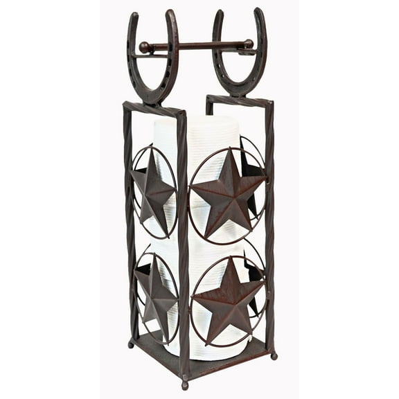 Metal Western Star Horseshoe Toilet Paper Storage Stand Holder Bath Accessory