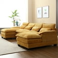 thumbnail image 4 of Aukfa 110" Sectional Sofa Overstuffed U shape Couch for Living Room, 4 Lumbar Pillow, Boucle, Mustard, 4 of 11