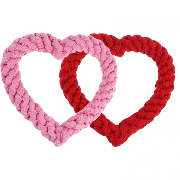 BESTSKY 2 Pieces Heart Shaped Rope Dog Chew Toys Pet Toys for Valentine'S Day