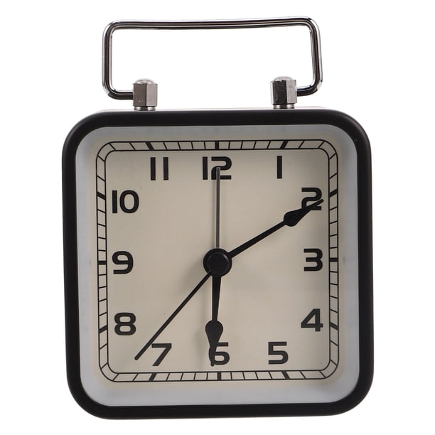 Reloj despertador cuadrado de metal, silencioso, sin tictac, funciona con pilas, con luz, para dormitorio, fácil de usar