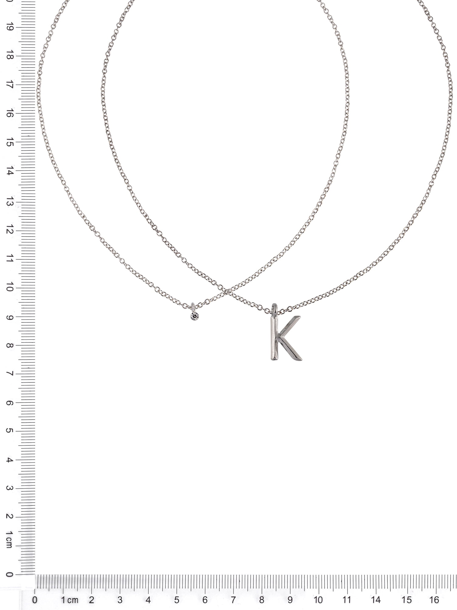 Time and Tru Silvertone Rolo Chain 2 Row Initial "K" Pendant Necklace