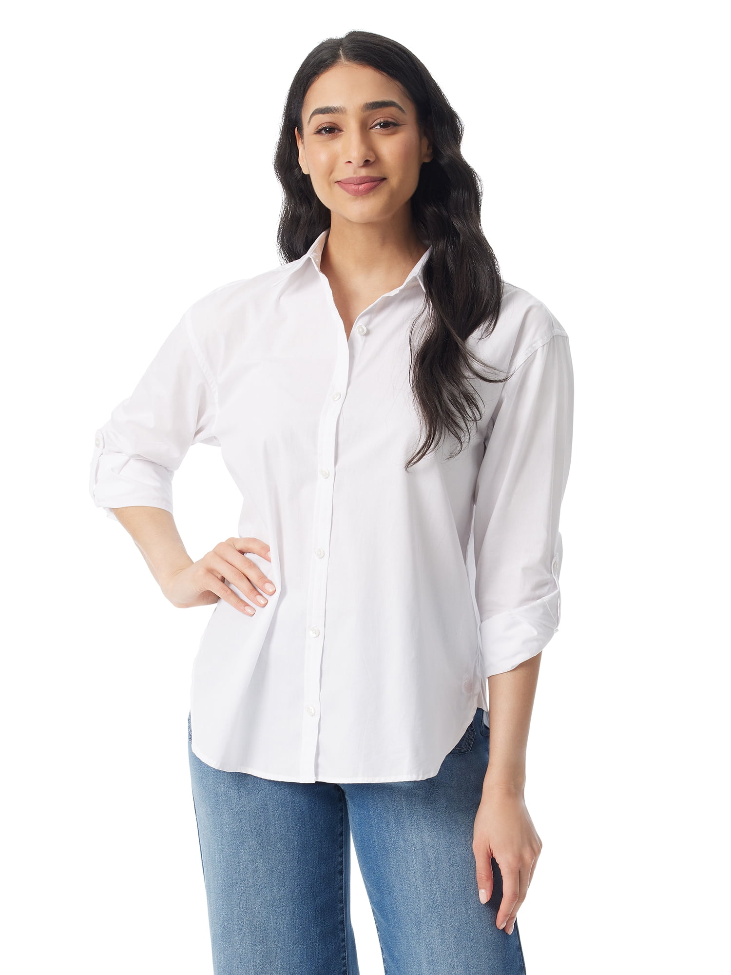 Sofia Jeans Oversized Boyfriend Shirt Women's Long Sleeves Cotton