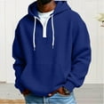 thumbnail image 2 of RYDCOT Men's Quarter Zip Hoodie Waffle Knit Hooded Sweatshirt Loose Fit Casual Long Sleeve Pullover Workout Jackets with Pockets Blue, 2 of 6