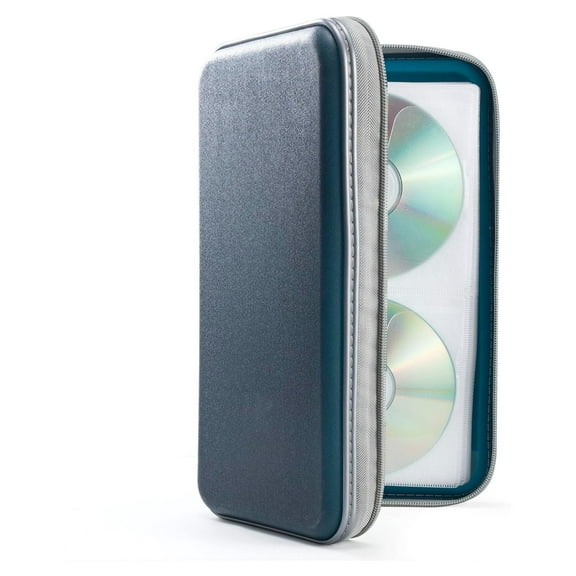 96 Capacity DVD Case, Portable Hard Plastic CD Case Holder Organizer Storage - Dark Blue - Protective Wallet for Movies, Games, Music Discs, Medical Records