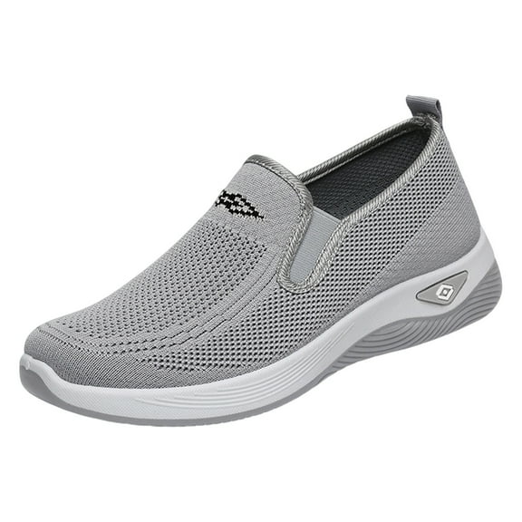 Orthopedic Shoes for Women, Women Wide Width Breathable Walking Comfortable Slip on Sneakers, Non Slip Food Service Lightweight Sneaker, Nurse Shoes Arch Support Sneakers Gray 39