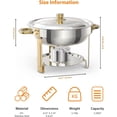 thumbnail image 2 of 4 Pack 5 Qt Stainless Steel Chafing Dishes Buffet Set, Buffet Warmers Sets with Spoon and Tweezers, Round Catering Chafer Warmer Set w/Lid Holder for Kitchen Party Banquet Dining, 2 of 7