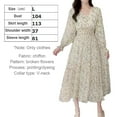 thumbnail image 2 of Dinheiro Vestido largo floral de manga larga con cuello en V para mujer, vestido largo informal, vestido largo de cóctel, fiesta en la playa, L,, 2 of 6
