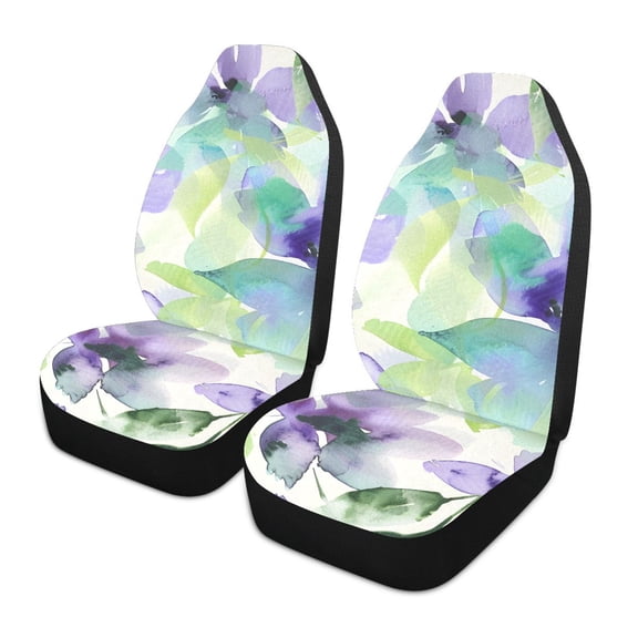 ALAZA Floral Pattern in Purple Car Seat Covers 2 PCs Universal Auto Front Seats Interior Protector