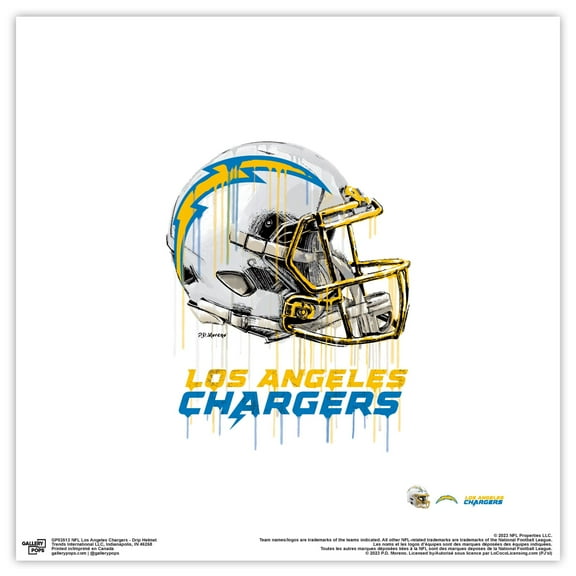 Gallery Pops NFL Los Angeles Chargers - Drip Helmet Wall Art, Unframed Version, 12" x 12"