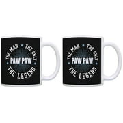 ThisWear Paw Paw Gifts from Granddaughter Paw Paw the Man Only Legend Birthday Gifts for Paw Paw 11 ounce 2 Pack Coffee Mugs