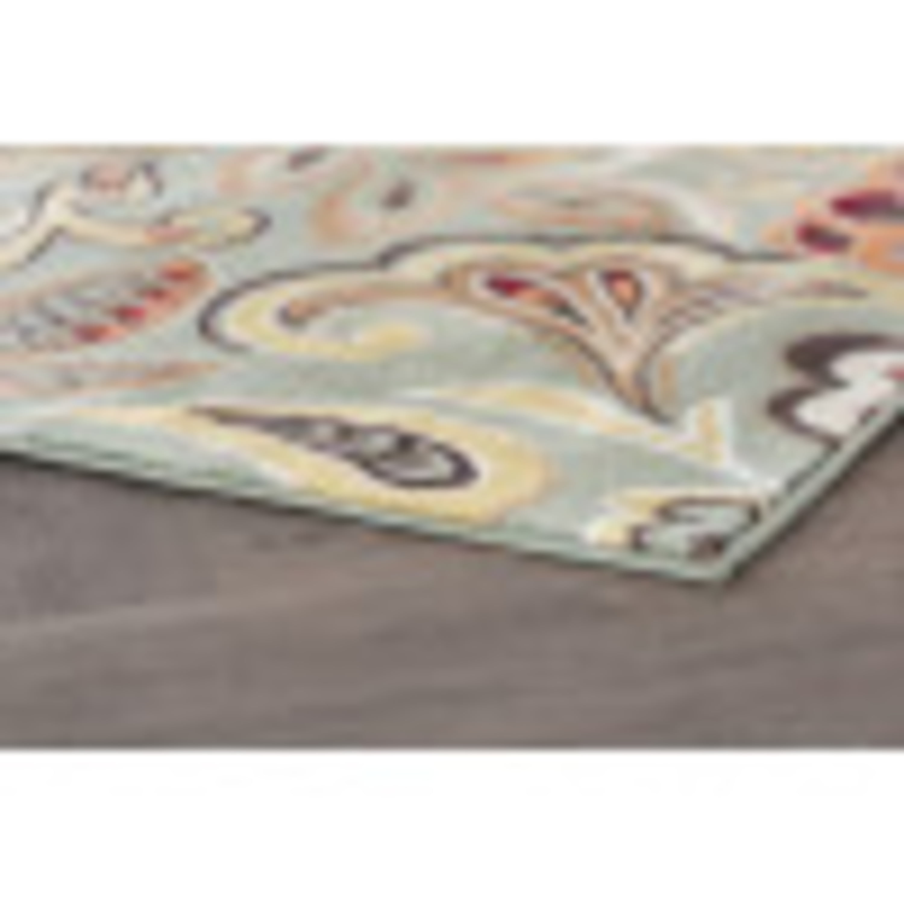 Deco Transitional 2' x 7.7' Seafoam and Red Polypropylene Indoor Area Rug
