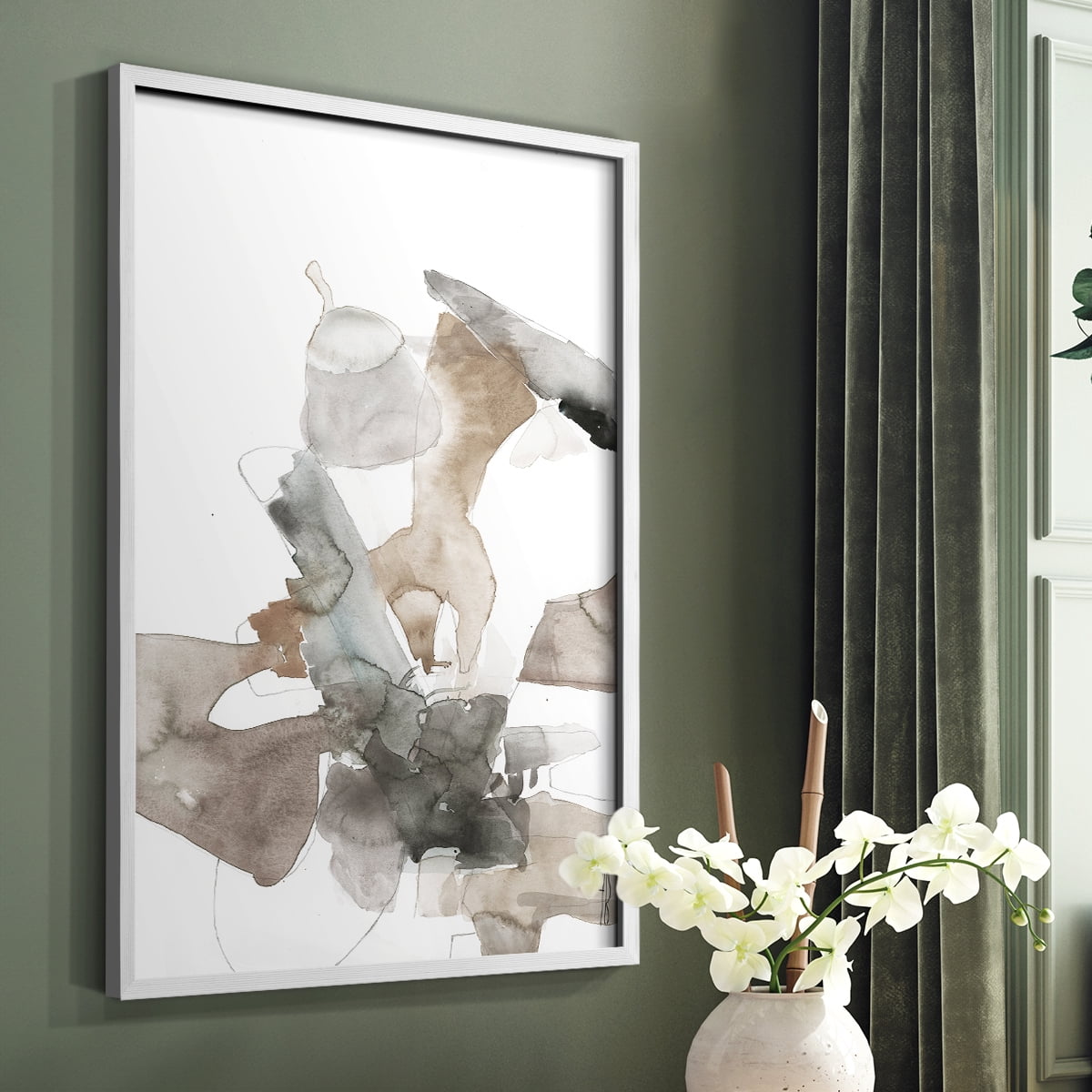 Untitled VIII V31 Framed Print in White Solid Wood Framed Print No Nail Hanging