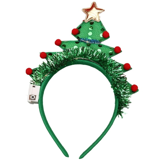 Red Glitters Star Hair Accessory With Lights Comfortable Hairband Fashion Headband For Christmas Celebrations