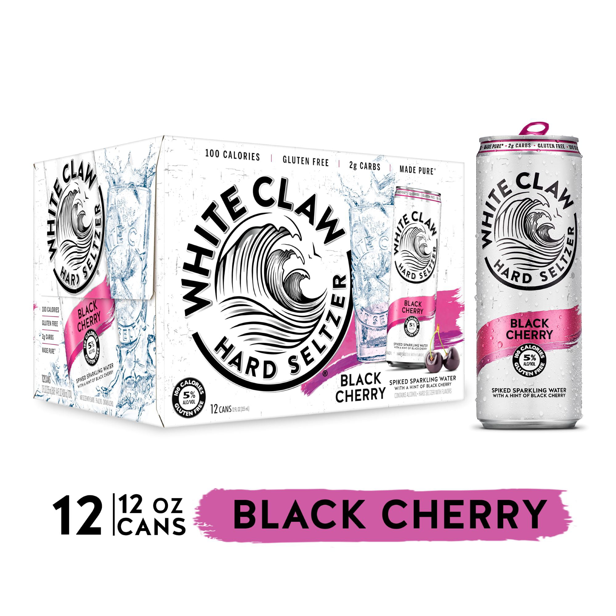 White Claw 12 Pack Spiked Black Cherry Hard Seltzer 12 Ea Walmart Com