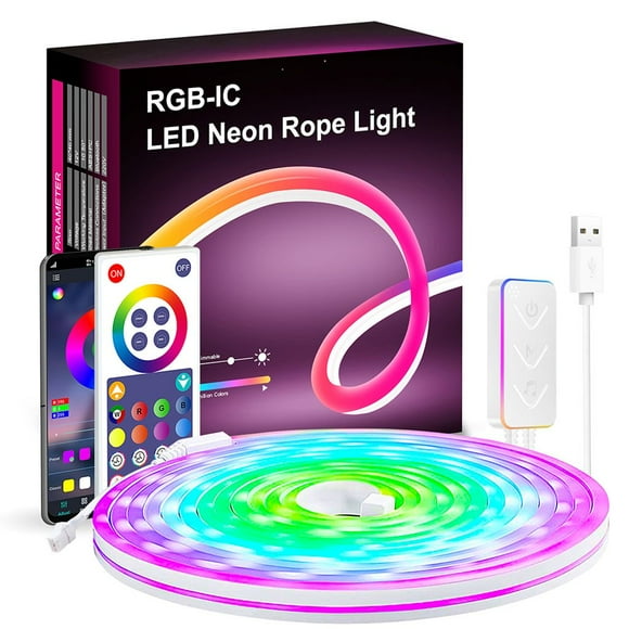 3M Smart Bluetooth Neon LED Strip RGBIC Music Sync Strip Lights Party Bar Gaming Neon Light Atmosphere Backlight Light