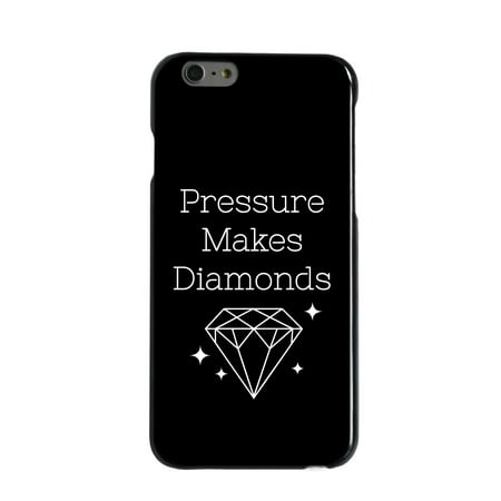 DistinctInk Case for iPhone 6 / 6S (4.7" Screen) - Custom Ultra Slim Thin Hard Black Plastic Cover - Pressure Makes Diamonds - Black White - Inspirational Quote