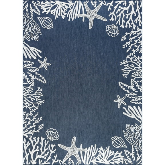 Tayse Eco Area Rug ECO1505 Novelty Navy Sea Coral 8' 9" x 12' 2" Rectangle