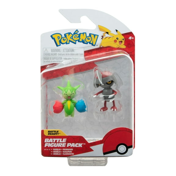 Pokemon Battle Figure 2 Pack - Features 2-inch Pawniard & Roselia Battle Figures