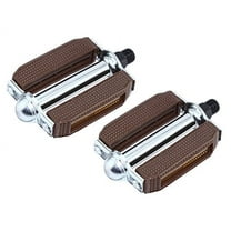bike 507 Block Pvc Pedals 9/16" Brown/Chrome.Sold as a pair. Bike part for Cruiser, BMX, Lowrider, Trike, bicycle Parts