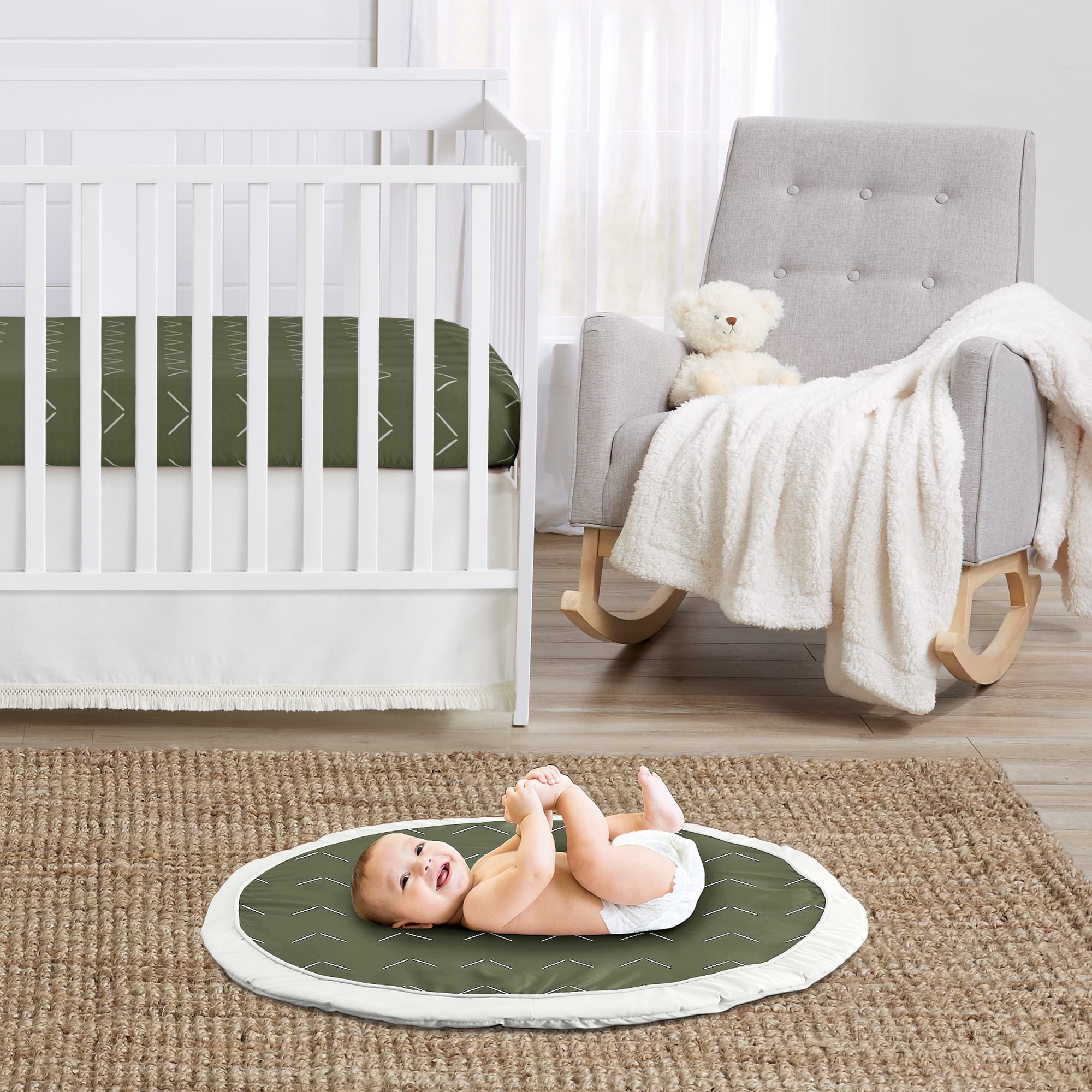 Sweet Jojo Designs Diamond Tuft Green and Ivory Baby Play Mat