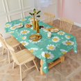thumbnail image 3 of Turquoise Daisy Flower Yellow Centers Pattern Rectangle Tablecloth 60"x102",Waterproof Polyester Rectangle Table Cloth, Wipeable Spillproof Polyester Tablecloth for Dining, Camping, Indoor and Outdoor, 3 of 6