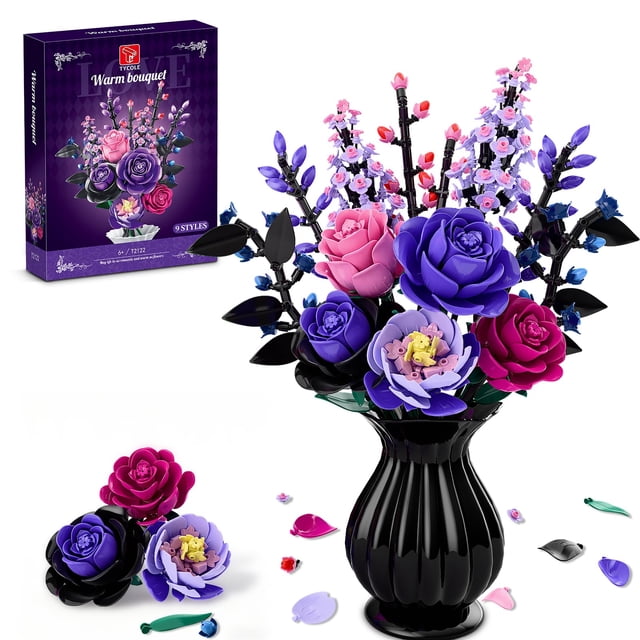Set de Construcción de Ramo de Flores TYCOLE Rosas Moradas Botánicas