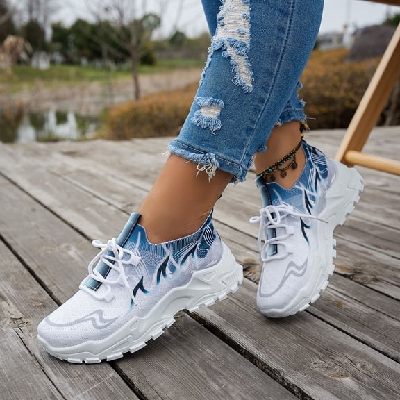 KANG Fashion Women's Soft Sole Walking Sneakers, Breathable Lightweight Casual Shoes, Comfort Athletic Footwear for Everyday Wear Blue 36