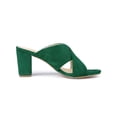 thumbnail image 3 of BLISSFUL STEP Women's Sandals Block Heels Crisscross Strap Mules Slide Sandals Green 8, 3 of 8