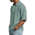 thumbnail image 3 of Fabrcox S-4XL Waffle Short Sleeve Polo Shirts for Men Big and Tall Golf Shirt for Men Outdoor Hiking Collared V Neck Henley Shirts Green S, 3 of 6