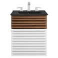 thumbnail image 4 of Wall Mount Sink Vanity Cabinet, White Walnut, Wood, Mid Century Hotel Bedroom Bathroom, Modern Contemporary HB33701, 4 of 9