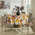 thumbnail image 5 of Fall Tablecloth 60x60 Inch Round, Thanksgiving Autumn Harvest Orange Watercolor Pumpkins Table Cover for Party Picnic Dinner Decor, 5 of 6