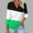 thumbnail image 1 of aidice Womens 3/4 Sleeve Shirts V Neck Loose Lapel Tops Spring Summer Casual Soft Comfy T Shirts Colorblocks, 1 of 5