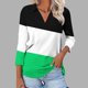 thumbnail image 2 of Camiseta de Solapa de Cuello en V de la Manga Superior de 3/4 de las Mujeres, Uso Diario Cómodo Casual, 2 of 9