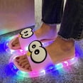 thumbnail image 6 of Samdudou Womens Slide Sandals Open Toe Slip On Flat Slippers Fun LED Light Up Sole Cute Cartoon Penguin Design Novelty Indoor Outdoor House Shoes Casual Footwear, 6 of 7
