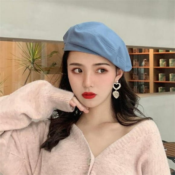 Uqiangy Bonnet d'Hiver Rose Bonnet Gavroche Bonnet d'Église Feutre Bonnet Gavroche pour Femmes Chapeaux Français pour Femmes Béret Bonnet Beretta Bleu Taille Unique