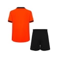 thumbnail image 2 of inlzdz Kids Boys Sport Training Outfit Soccer Jersey Sportswear Short-Sleeve T-Shirt with Shorts Set Orange 7-8, 2 of 7