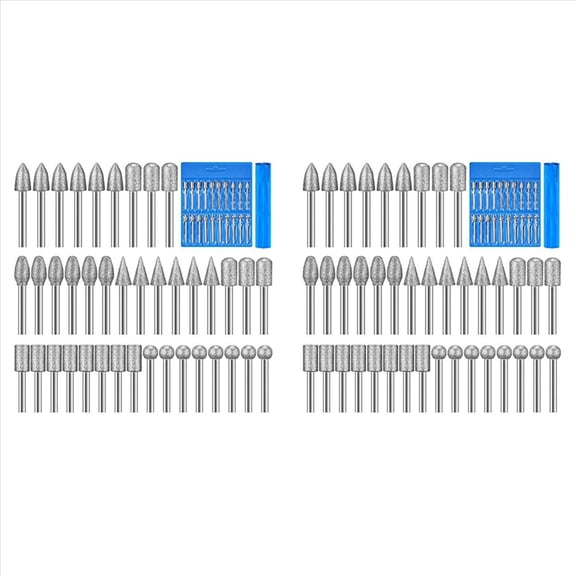80 Pieces Burr Bits Stone Carving Set for Rotary Tool with 1/8 Inch Shank for Polishing Engraving Stone