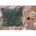 thumbnail image 2 of Bamboo Print Fluffy Throw Pillow Cushion Cover, Style Composition Oriental Motifs Leaves Eastern Elements, Decorative Square Accent Pillow Case, 20" x 20", Teal Ivory Tan, by Ambesonne, 2 of 5