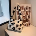thumbnail image 4 of Bolso De Hombro Bolso de hombro de felpa Flor Otoño Invierno Mujer Tote Suave para fiesta (Estilo 1), 4 of 8