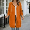thumbnail image 2 of XIAONU Womens Hoodies Loose Fit Long Sleeve Zip Up Long Hooded Jacket Side Pockets Solid Color Winter Drawstrings Hoodie Coat Red M, 2 of 4