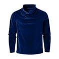thumbnail image 4 of Mens Casual Tops Long Sleeve Turtleneck Thermal Velvet Crewneck Mens Spring Shirt,Blue,M, 4 of 5