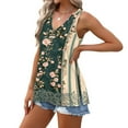 thumbnail image 5 of ClodeEU Women's Printed V Neck Sleeveless Tank Top ,Trendy Cozy Loose Blouse Multicolor 03,Womens Plus S, 5 of 7
