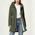 thumbnail image 5 of HappyYEE Women's Rain Coat with Drawstring Waist Plaid Lined Hooded Windbreaker Lightweight Waterproof Rain Jacket with Pockets M, 5 of 9
