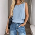 thumbnail image 4 of LWavelet Ruched Waist Sleeveless Tank Top Women Daily Casual Comfortable Stylish Tops Sky Blue S, 4 of 4