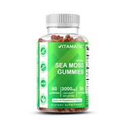 Vitamatic Irish Sea Moss Gummies - 3000 mg - 60 Vegan Gummies - Made with Bladderwrack & Burdock Root - Seamoss Supplement for Thyroid, Energy, Immune Support